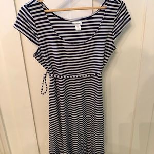 Cotton empire waist striped maternity dress